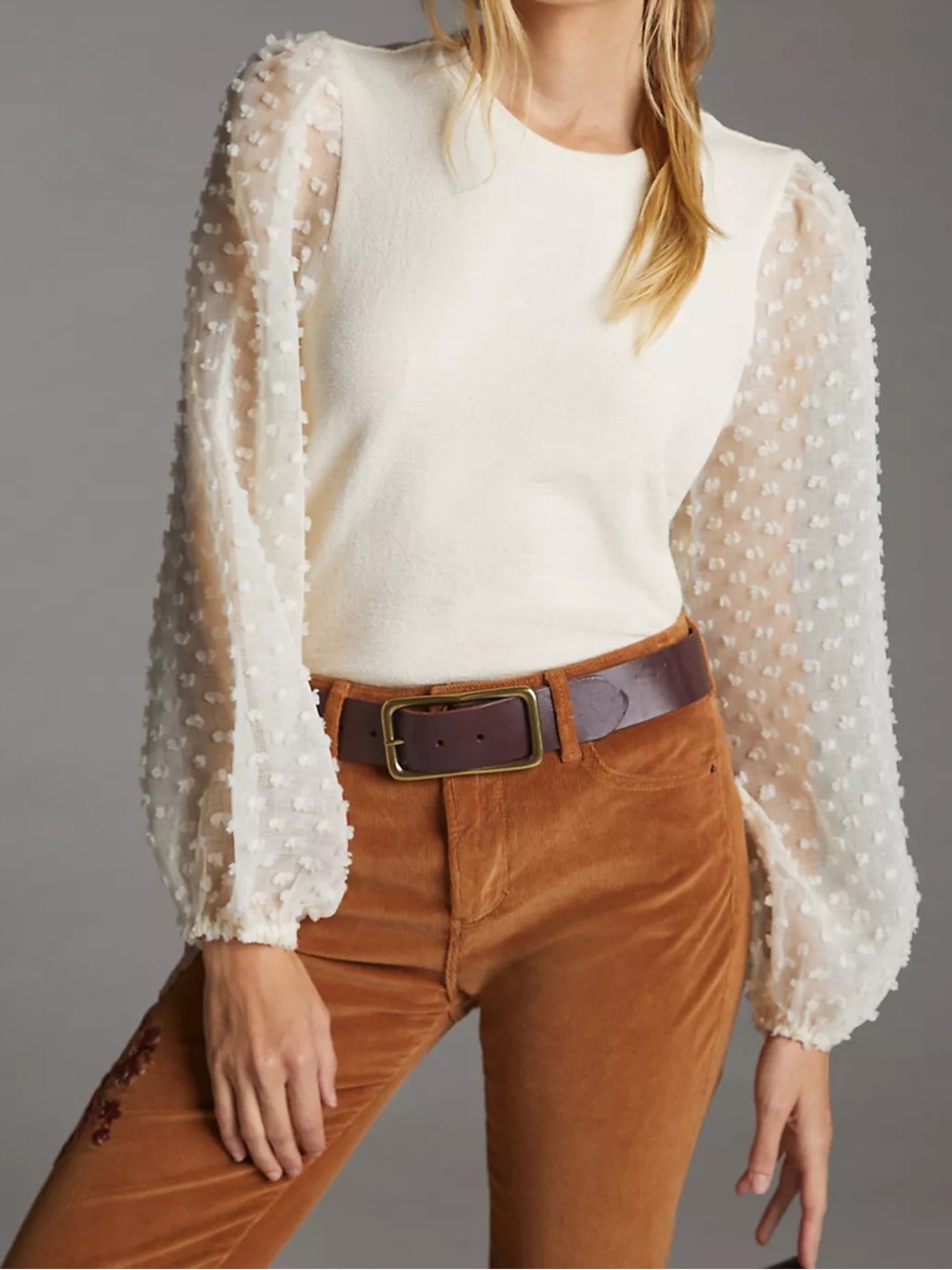 Anthropologie Maeve Textured Sleeve Top Size XS